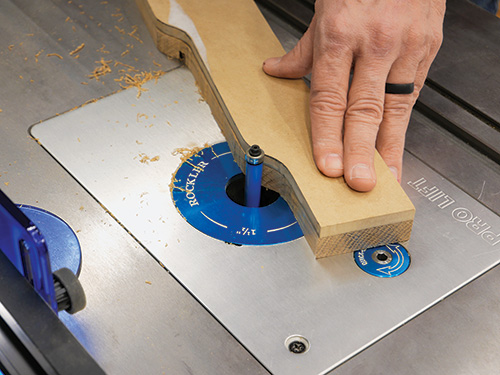 Template routing the ends of apron stock