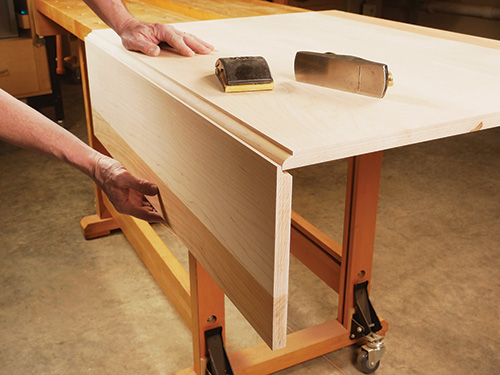 Hand planing and sanding rule joint on drop-leaf table c