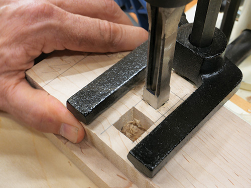 Close-up on contemporary table mortise cuts