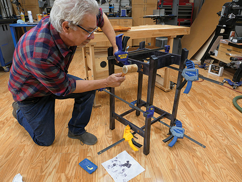 Pounding wedges into place