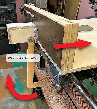 Diagram of crosscut sled hook