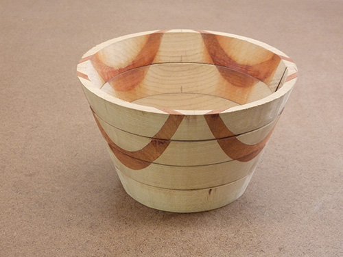 Scroll sawn bowl with laid out pattern