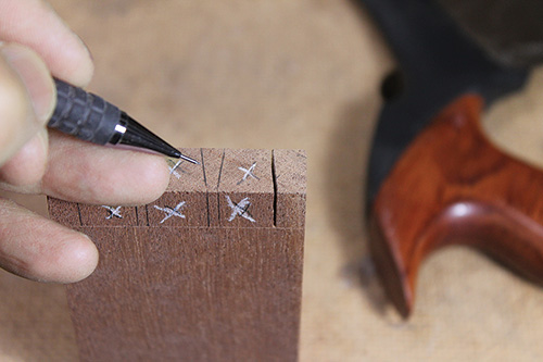 Marking out cuts for dovetail joint
