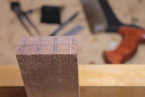 Partially cut dovetail pin sockets for tray frame