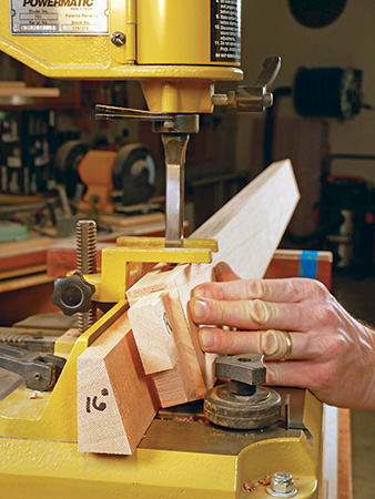 Cutting angled mortises in back rail of garden bench