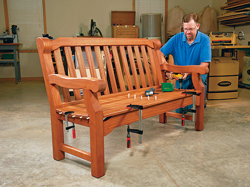 Adding screws to the seating assembly of garden bench