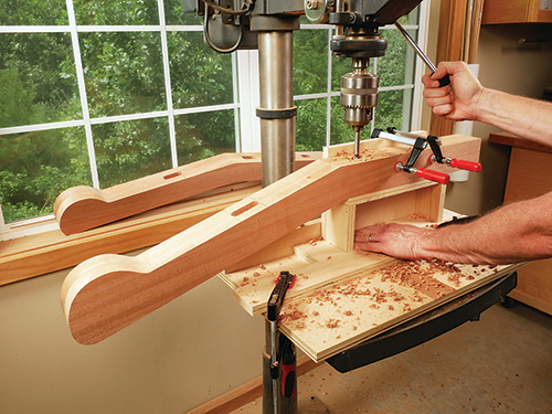 Drilling out waste for bench side rail mortises