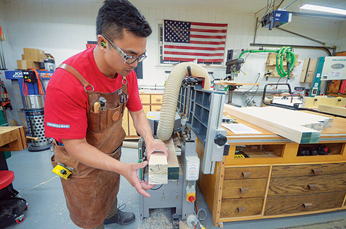 Cutting dining table laminations to shape