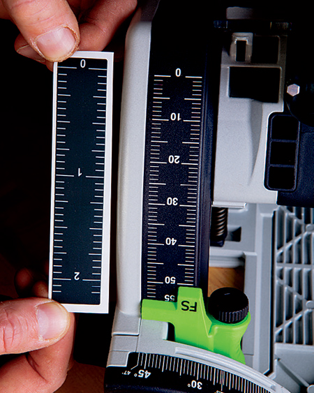 An included sticker gives you the option of inch markings on the updated TS 55.