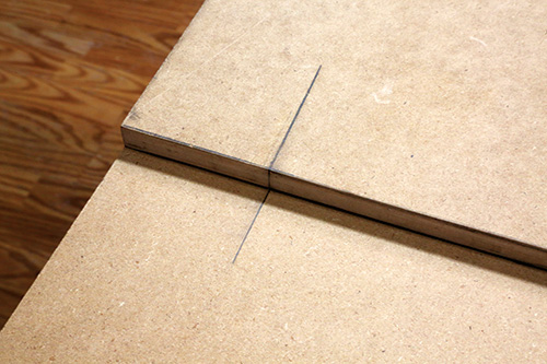 Marking shelf template overhang