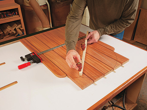 Marking out curve on adirondack chair back slats