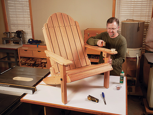 Filling folding adirondack chair screw counterbore holes with wood scrap