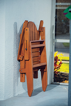 Adirondack chair folded in storage
