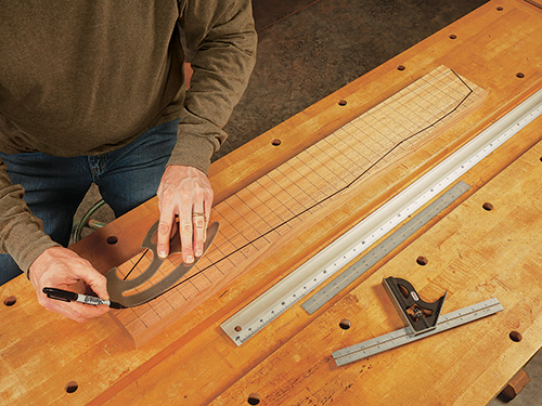 Marking out leg shapes for folding adirondack chair