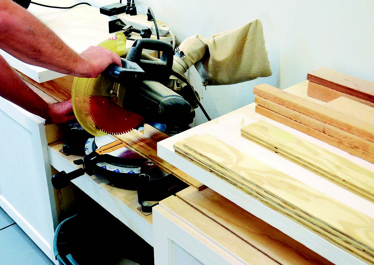 Cutting torsion box parts with a miter saw