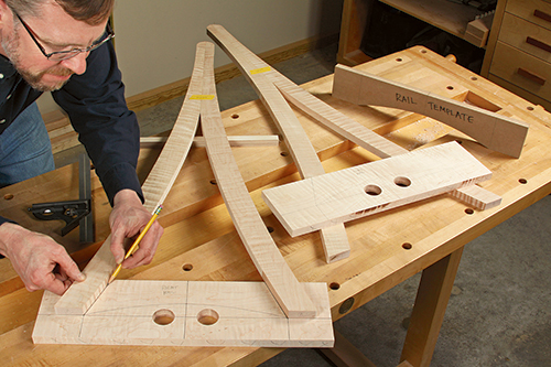 Marking locations for mirror leg rails