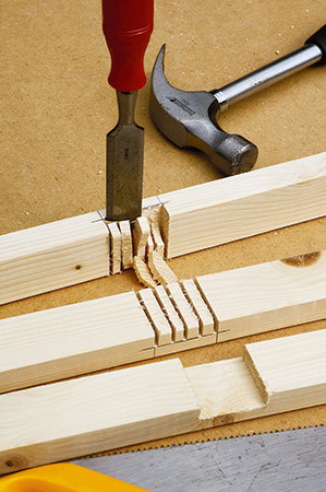 Chisel cutting half lap joints for portable gazebo project
