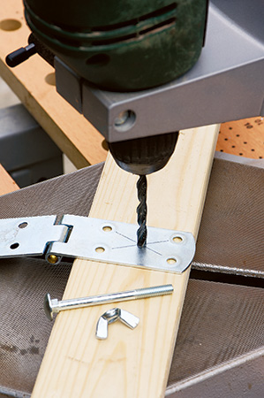 Pre-drilling hinge locations for portable gazebo project walls