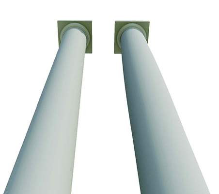 View of Doric columns from the base