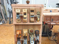 Close-up of mobile hand plane cart