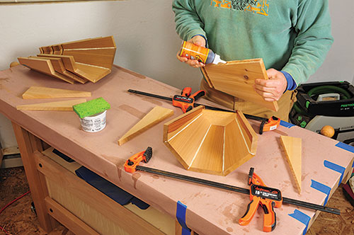 Gluing backing panel onto planter box