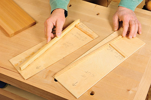 Pair of stave cutting jigs