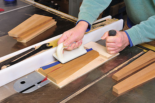 Cutting down staves with thin rip table saw blade