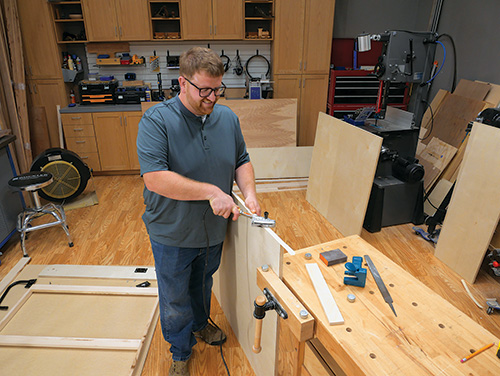 Ironing on veneer tape to edges of bed frame