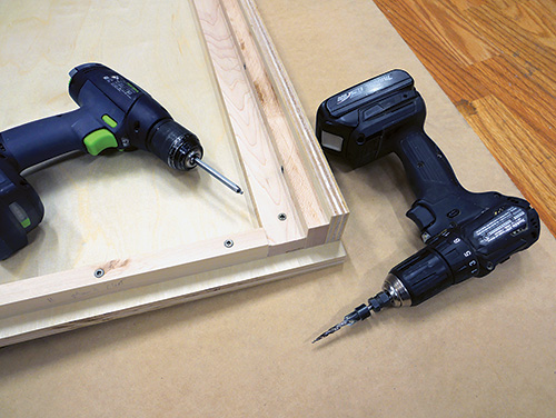 Closer view of Murphy bed assembly corner joint