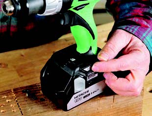 A button at the base of the Hitachi ndrill changes speed ranges electronically.