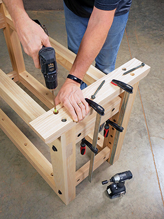 Drilling holes for installing leg bases