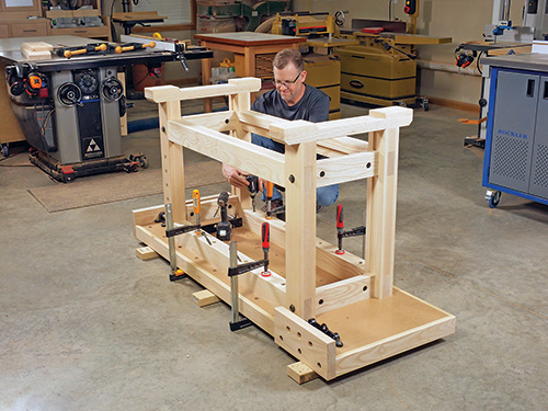 Working on underside of workbench