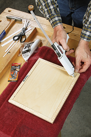 Gluing on picture frame back panel