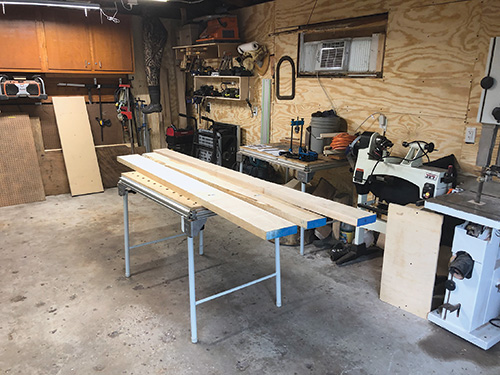 Collection of 1-3/4" maple lumber used to make spindle bench