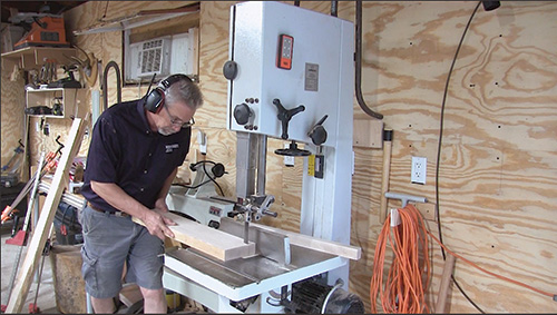 Using band saw to create blanks for backing and leg spindles