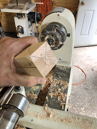 Close-up view of a domino installed in a spindle