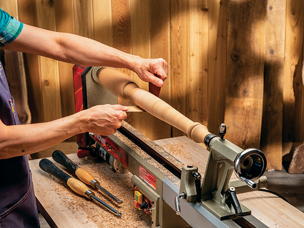 Using J-weight sandpaper while turning on lathe