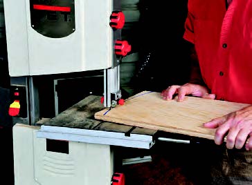 The 10" JET JWBS-10OS has several unique features, including a pull-out stock support...