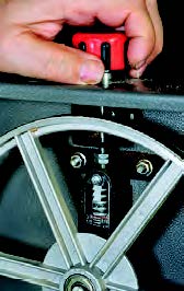 ...and a blade tension gauge that shows the correct amount of tension for any blade that the saw accepts.