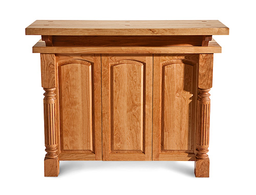 Front view of completed kitchen island