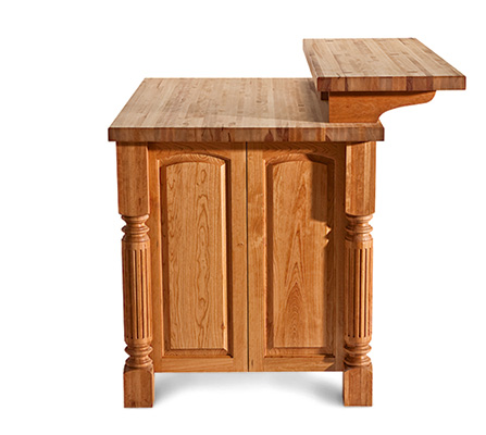 Side view of completed kitchen island