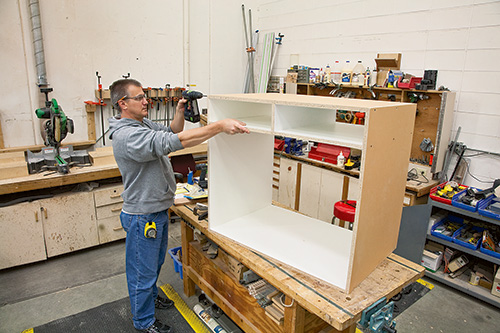 Assembling kitchen island cabinetry