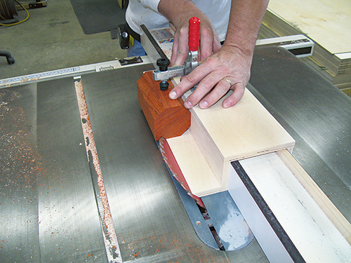 Bevel ripping jig for kubb game making cuts on table saw