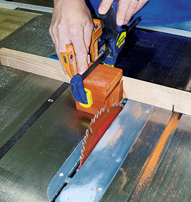 Shaping top for kubb game king piece on table saw