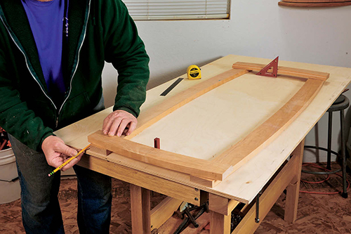 The ends of the shorter frame members are marked.