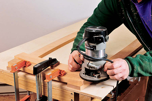 Then rough-cut and finally trimmed with a router using the long members as to guide the router bit's bearing.