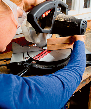 Cutting corners for laptop desk panels with miter saw