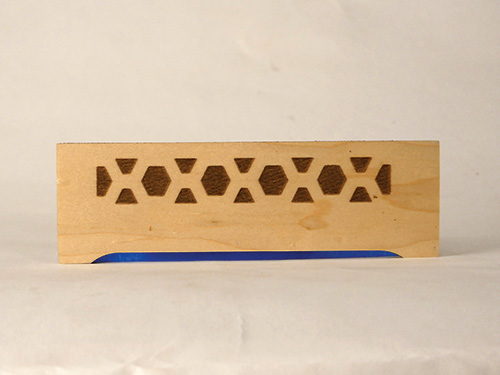 Side view of laser engraved box