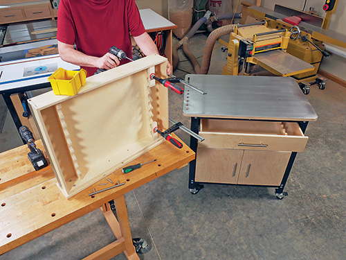 Final lathe tool storage shelf ready for installation