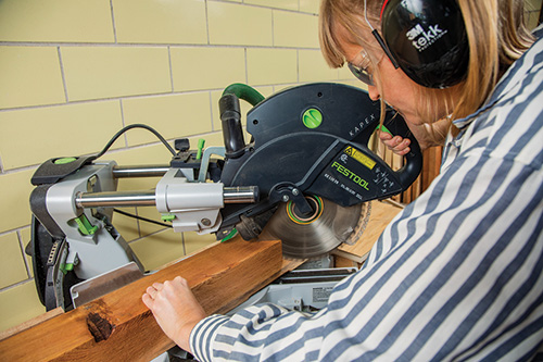 angle cutting lending library post braces with a miter saw